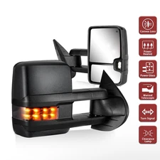 Power Heated Tow Mirrors For 2003-2007 Chevy Silverado Sierra LED Smoke Signal