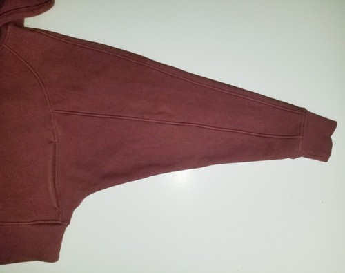 Lululemon dicke Fleece Crop Hoodie Jacke rauchrot durchgehender Reißverschluss Cropped Fit Gr. 4 - Bild 10 von 11