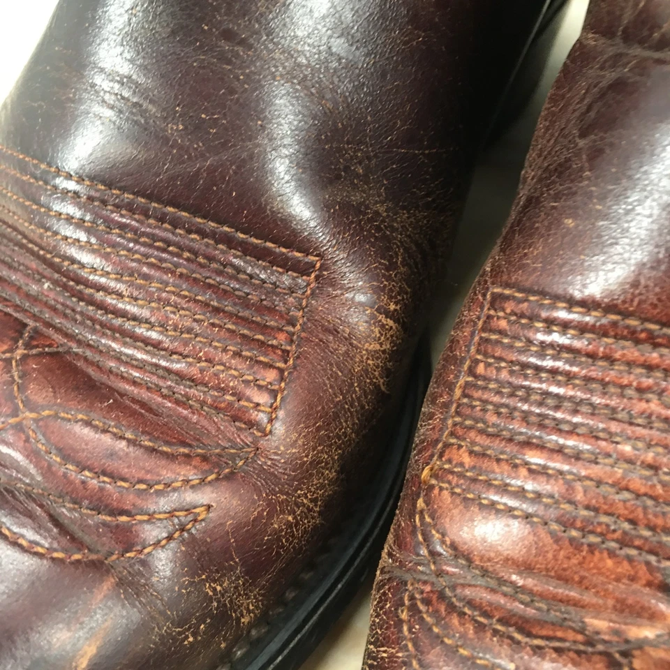 牧马人靴男式 10.5 D 西部棕色拉中筒尖头 — 第 4/4 张图片