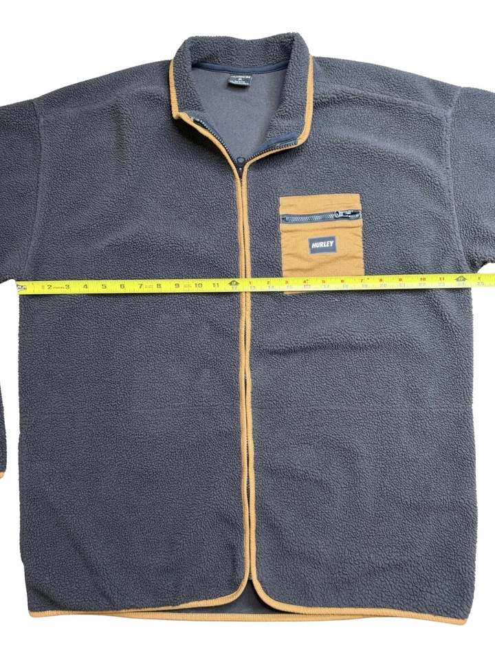 Hurley Men’s Sherpa Fleece Jacket Black Brown Winter Full Zip Size XL XLarge - Image 4 of 4