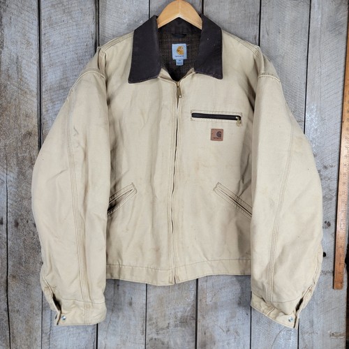 Chaqueta Carhartt De Colección Para Hombres 2XL Arenisca Detroit Manta Forrada Hecha en EE. UU. J97 - Imagen 1 de 15