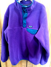 Patagonia Kid's Sz.xl 14 Lightweight Synchilla Snap-T Pullover Fleece Purple/Blu