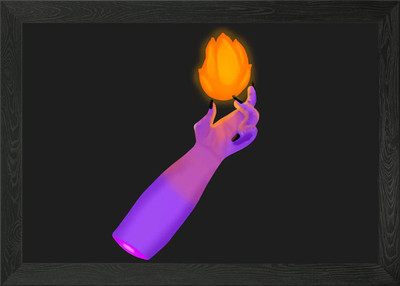 Feuer handgerahmtes Wandbild Poster Leinwanddruck Bild