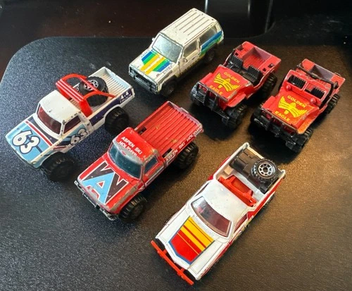 1977-86 Matchbox Lot of 6 Diecast 4x4 Jeeps And Trucks Loose Vintage