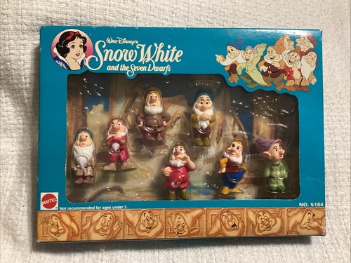 Vintage Mattel Disney Snow White Seven Dwarfs 7 Figure Set #5184 Sealed