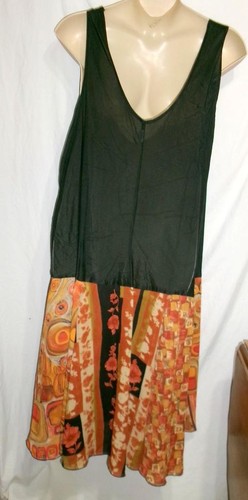 Vintage 80s Sz 30W 5X Lida Caputo 2-Piece Tiered Dress LS Sheer U.S.A.Gold Brown - Picture 14 of 17