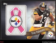 2013 Topps Ribbons Pink Team Logo #PRTP Troy Polamalu STEELERS HOF