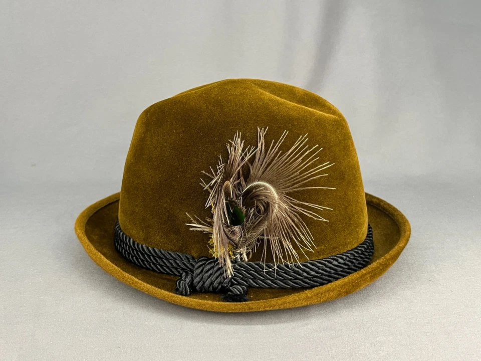 De Colección Brooks Brothers Sombrero Fedora de Fieltro Marrón con Plumas y Banda de Cordón + Caja Talla 7 1/2 Foto 4 de 4