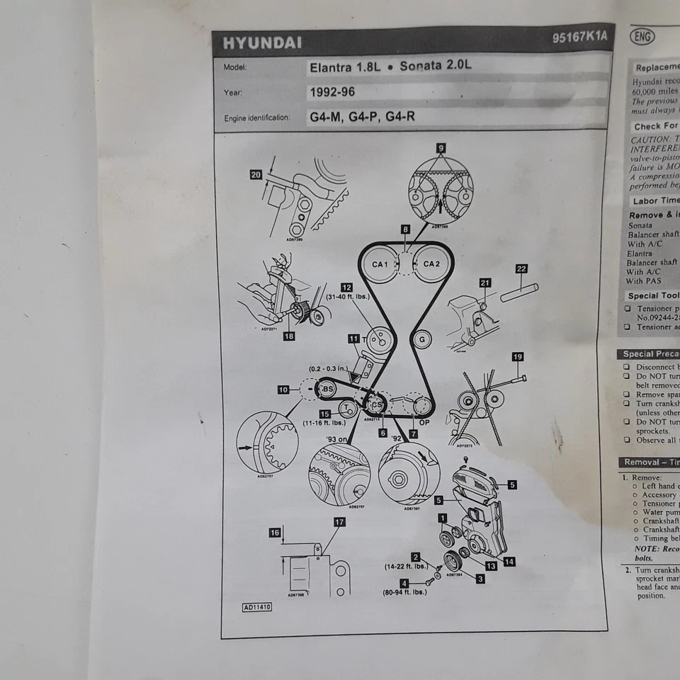 Kit de correa de distribución del motor para Dodge 2000 GTX 1990 Hyundai Elantra 1993-1995 Foto 4 de 4