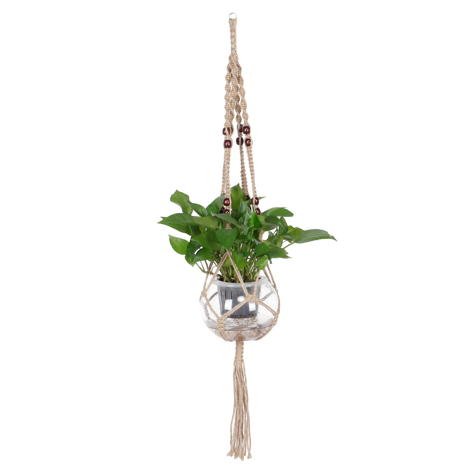 Plant Hanger Hanging Flowerpot Lifting Rope With Wooden Beads Indoor Outdoo BAJ