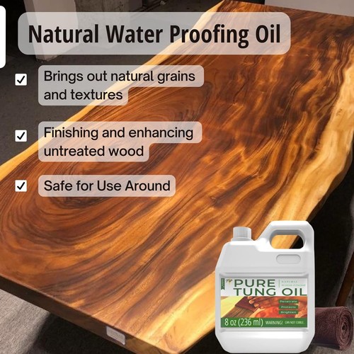 Aceite de tung puro de 8 oz: el mejor sellador de madera impermeable para muebles y encimeras - Imagen 7 de 9
