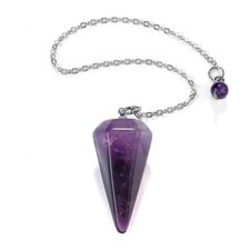 PENDULE RADIESTHESIE DIVINATOIRE EN AMETHYSTE INTUITION & PROTECTION ENERGIE