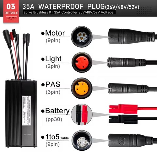 EBike 36V-52V KT 35A Controller+Display Brake PAS for 1000W-1500W BrushlessMotor - Picture 14 of 45