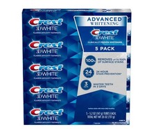 Crest 3D White Advanced Whitening Toothpaste 5.2 Ounce (Pack of 5)