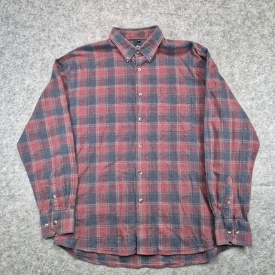 Carson Long sleeve Shirt Men XL Red Blue All Seasons Button Up 100% Cotton