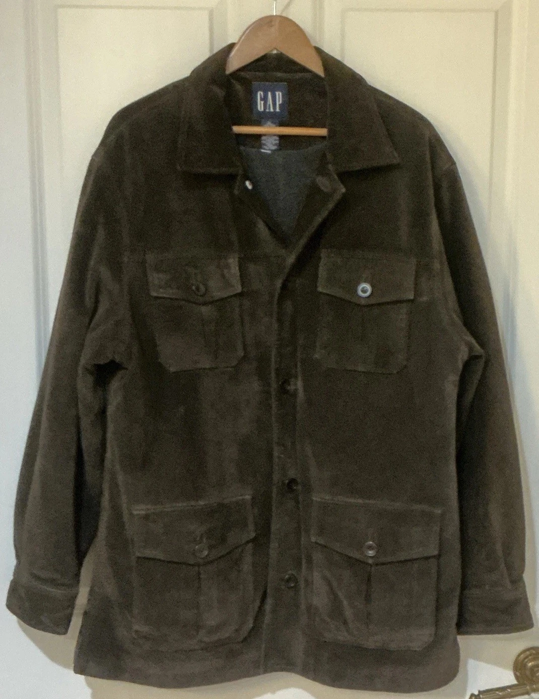 Vtg 90s/Y2K Gap “Blue Label Era” Split-Suede Relaxed-Fit Leather Jacket Mens L - product detail image 9