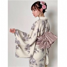 Japanese Summer kimono Yukata floral print separate Kimono and obi set Women  s