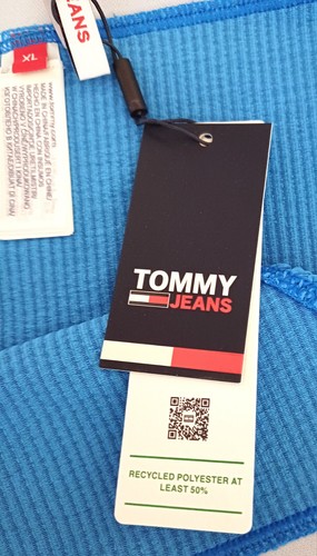 Tommy Jeans Bright Blue Crinkle Feel Bikini Bottoms- Low Rise, Size XL, Logo - Picture 4 of 8