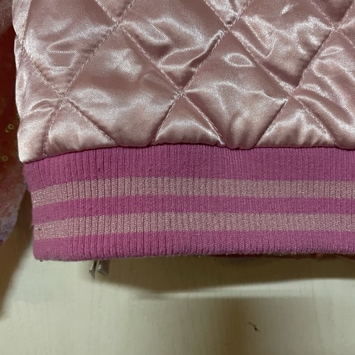 Disney Princess Girls Varsity Jacket Pink Quilted Satin Sequined Sparkly Sz 4 - Picture 15 of 24