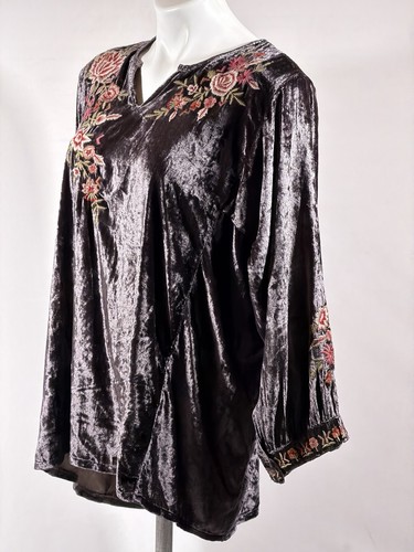 Kyla Seo Samt bestickt Tunika Top Damen Medium Quaste zum Binden Boho Bauer - Bild 16 von 24