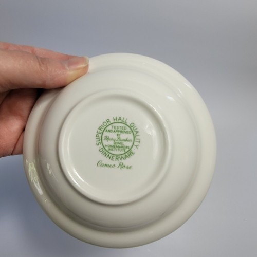 TWO Hall China Cameo Rose Fruit Dessert Bowls White Roses and Buds Mary Dunbar - Picture 10 of 11