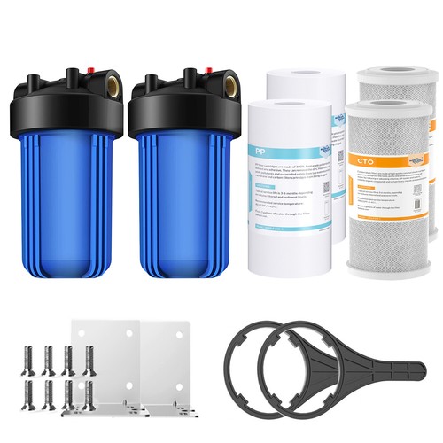 10 Inch Big Blue Whole House Water Filter Housing System Sediment Carbon Block - Picture 46 of 61