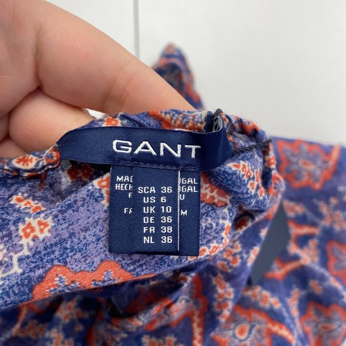 GANT Women Blue Paisley Sleeveless Cotton Silk Camisole Size EU 36 UK 10 US 6 - Picture 4 of 9