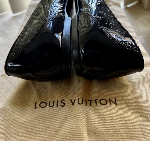 LOUIS VUITTON VERNIS EMBOSS LEATHER AMARANTE RED BALLET SHOES GOLD CHAIN SZ 39.5 - Picture 8 of 12