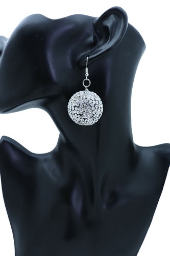 Damen Ohrringe Set Silber Farbe Discokugel 80's Cool Bling Glänzend Modeschmuck - Bild 1 von 12