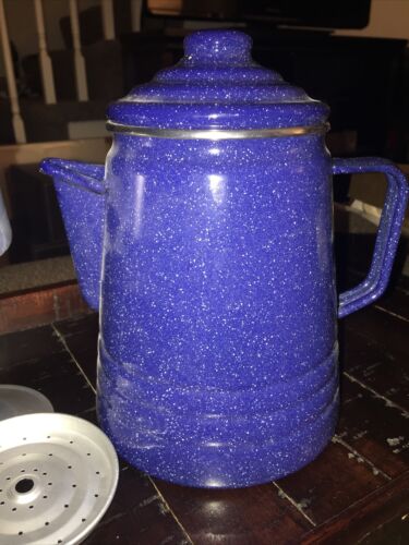 GranitewareBlue Emaillegeschirr Kaffee/Teekanne Krug mit Kaffeeperkolator NEU. - Bild 3 von 11