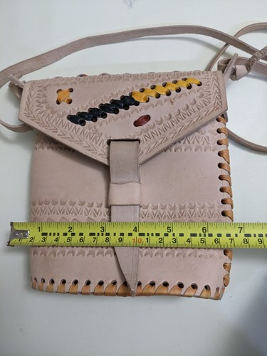 African Crossbody Genuine Natural Leather Handbag Shoulder Strap Off-White small - Picture 7 of 15