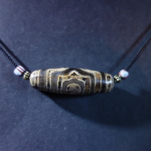 Excellent: Antica collana di amuleti del Nepal con buona agata DZI - Foto 12 di 14