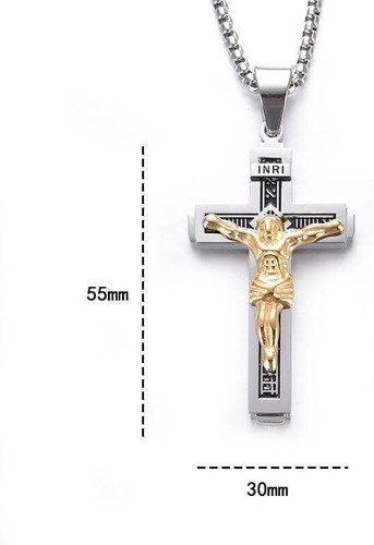 Halskette Edelstahl goldenes Kreuz katholisch Kruzifix Anhänger 3 Farben zur Auswahl - Bild 41 von 49