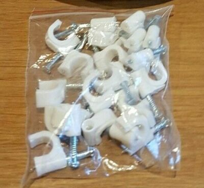 20 x Kunststoff Rund Elektrisch 5mm Draht Kabel Clips TV Telefon Internet Leitung Befestigung
