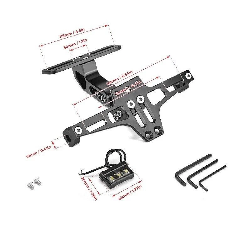 Soporte universal para placa de matrícula ordenado cola de motocicleta eliminador de guardabarros luz LED Foto 4 de 4