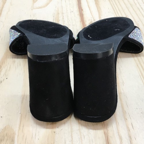 Cape Robbin Sandal Womens 5.5M Black Carrie-38 Rhinestone Mule Slide Block Heels - Picture 10 of 14