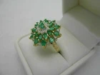 3.00 Ct Simulated Green Emerald Cluster Wedding Ring 14k Yellow Gold Plated