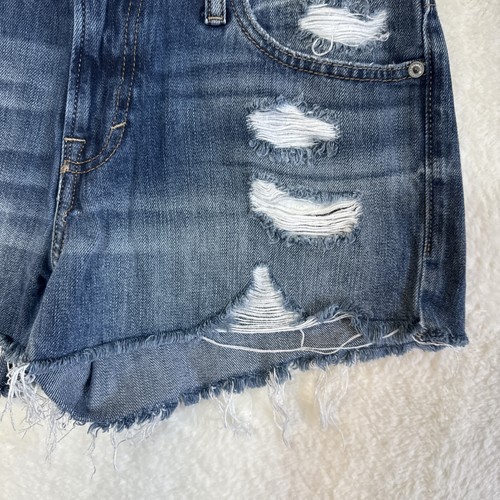 Pantaloncini jeans Lucky Brand The Cut Off Distressed Denim donna 4/27 blu distrutto - Foto 2 di 18