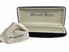 NEW Michael Ryen Black Hard Clamshell Eyeglasses Case Microfiber Cleaning Cloth