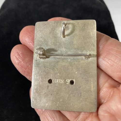 Vintage 70's Silver Tribal Pendant Brooch Modernist Art Jewelry Ecuador 20.40g - Picture 4 of 10