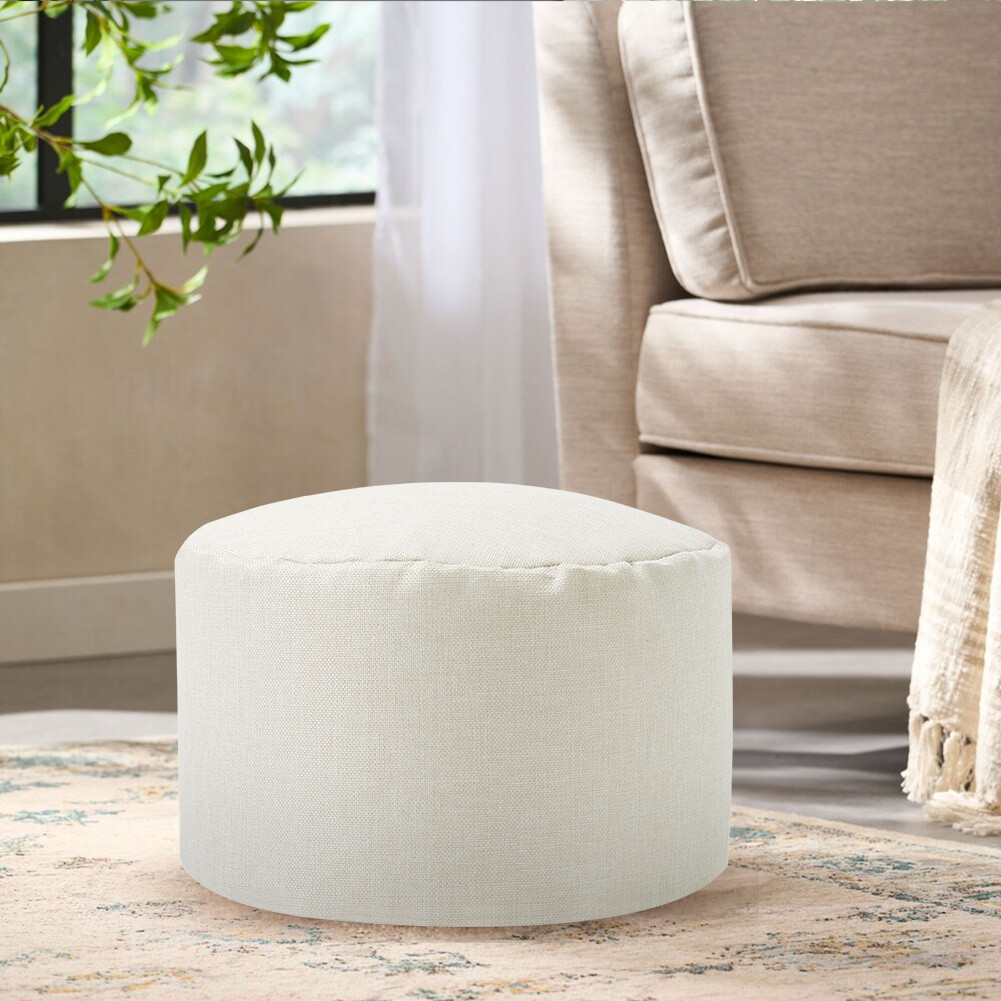 Cream outlet round footstool