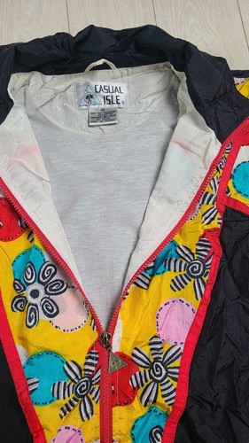 Casual Isle Jacket Women's Medium Vintage Fliral Full Zip Windbreaker 80's - Picture 8 of 8