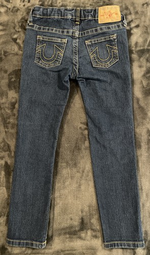 True Religion Denim Blue Straight Jeans Zip&Snap Adjustable Waist Girls 7 - Picture 12 of 23