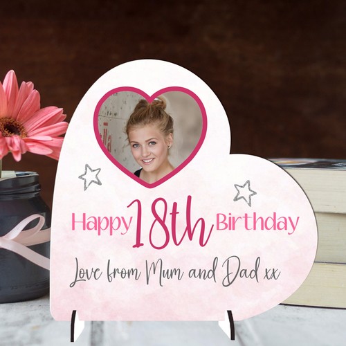 Personalised Birthday Heart Plaque with Photo Any Age 18th/21st/30th Keepsake - Picture 29 of 48