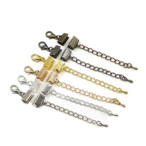 Ribbon Leather Crimp Beads - Fold Over Cord Connectors Jewelry Findings 10-50pcs - Picture 4 of 30