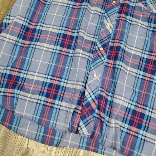 Wrangler Mens Pearl Snap Western short sleeve Shirt Size 3XL Big Man Blue Plaid - Picture 4 of 12