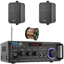 Pyle Bluetooth Compact Amplifier Home Audio Receiver, 2x 4" 30W Max Speakers
