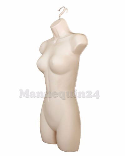 Confezione 2 Manichini Corpo Torso Donna Forma Abito Carne e Nero Set 2 Supporti 2 Ganci - Foto 2 di 7