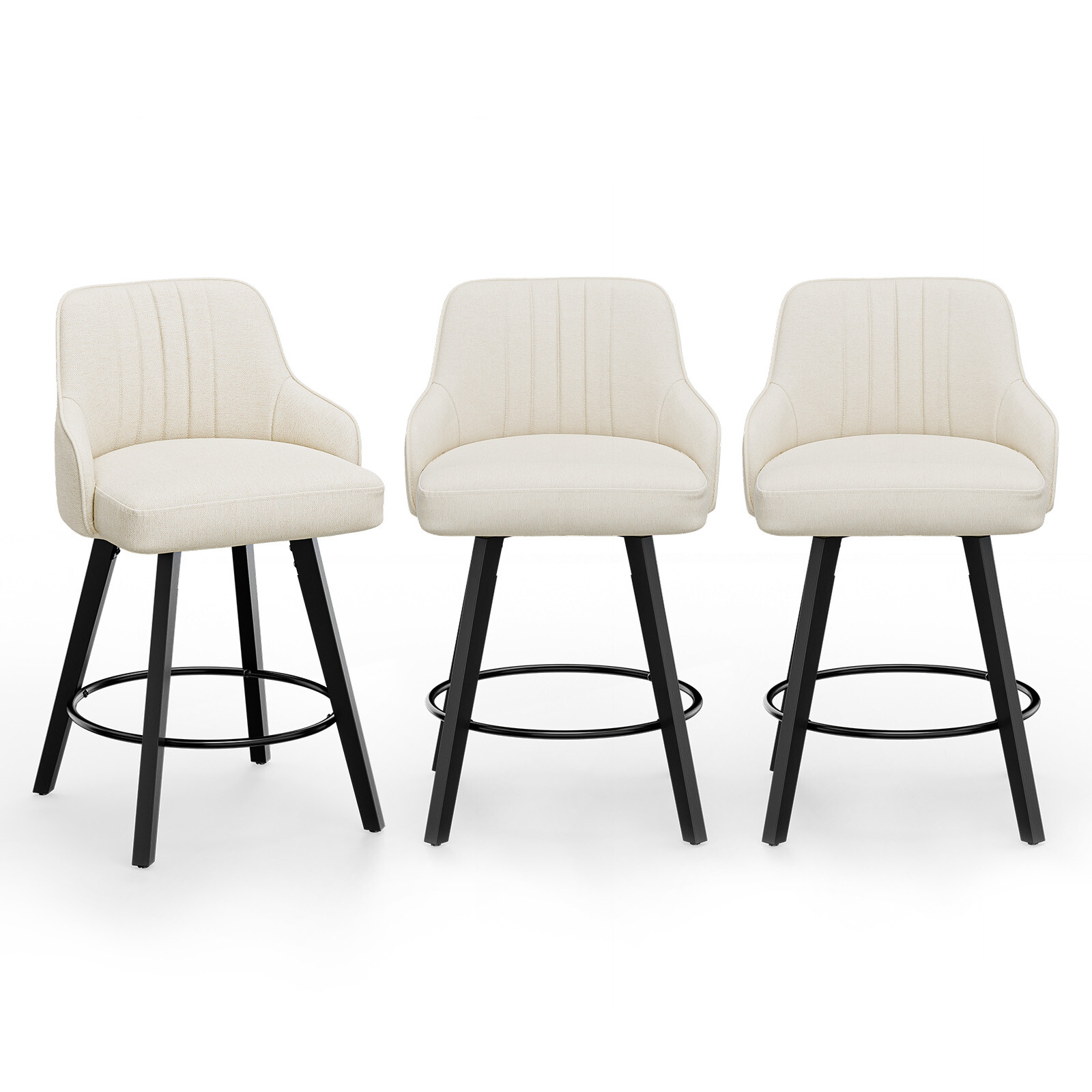 Cotton Linen Swivel Bar Stool - Comfortable Seating for Home and Kitchen Island