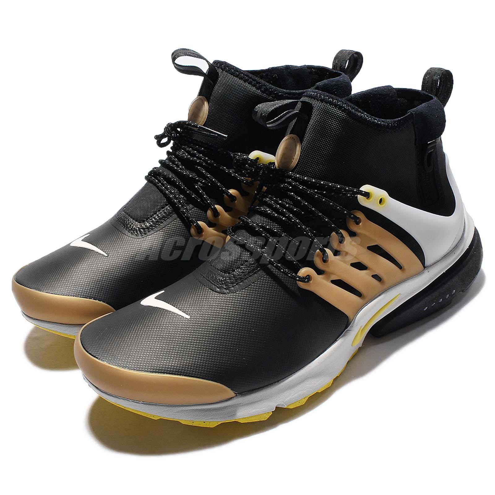 Nike Air Presto Mid Utility DWR Noir Jaune Side Zip Hommes Winter 859524-002 Nike Air Presto Mid Utility DWR Noir Jaune Side Zip Hommes Winter 859524-002